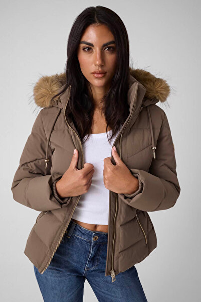 Guess Kısa Kemerli Şişme Kahverengi Kadın Mont W6Bl58W4197-A11Q
