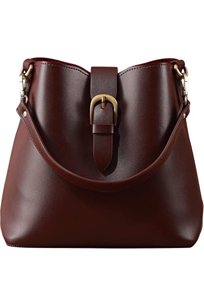 SUNLIGHT WEDDING Town Bucket Vegan Leather Bag For Women Hobo Retro Faux Casu...