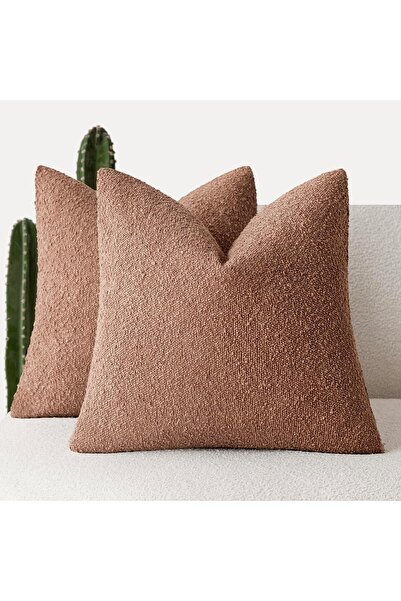 Generic Foindtower Pack of 2 Textured Boucle Throw Pillow Covers Accent Solid...