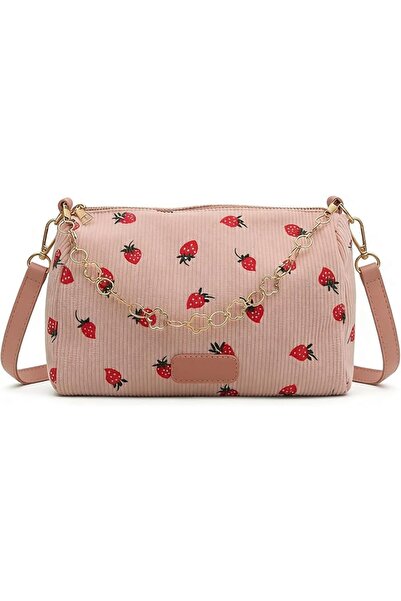 SYOSI Strawberry Crossbody Bag for Women, Pink Canvas Shoulder Bag with Adjus...