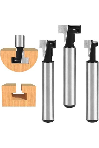 TERRIFI T-Slot Cutter Set, 3PCS 6.35mm/1/4" Shank Steel Handle T-Slot Cutter,...