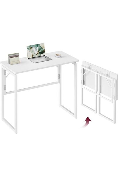 GENERAL Vasagle Foldable Computer Desk, 1-Piece Computer Desk, Rounded Edges,...