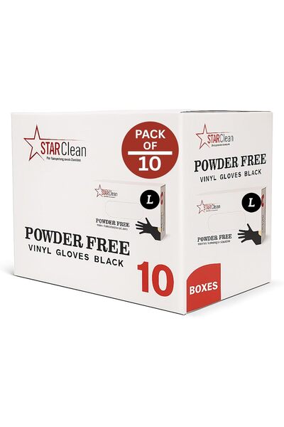 Generic قفازات فينيل سوداء 10 في 1، خالية من البودرة واللاتكس، قفازات يمكن ال...