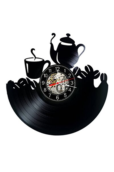 OEM Decorative wall clock made from vinyl record, Teahouse Cafe Cup Teapot Mo...