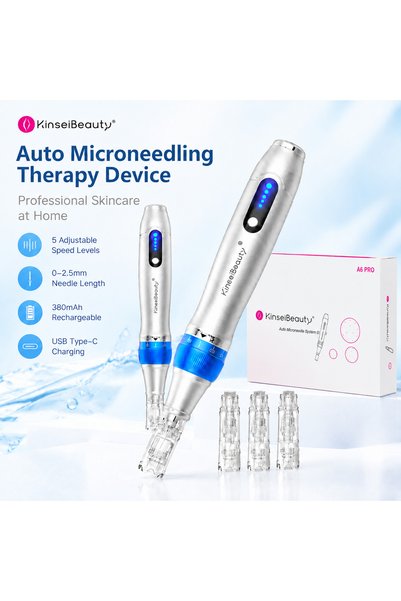 KINSEI BEAUTY A6 Pro Auto Microneedling Pen Dermapen Device 2*12 Pin, 2*24 Pi...