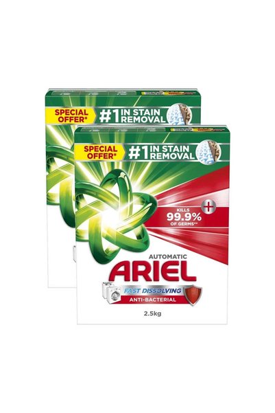Ariel Automatic Fast Dissolving Anti-Bacterial Washing Powder 2 x 2.5 kg