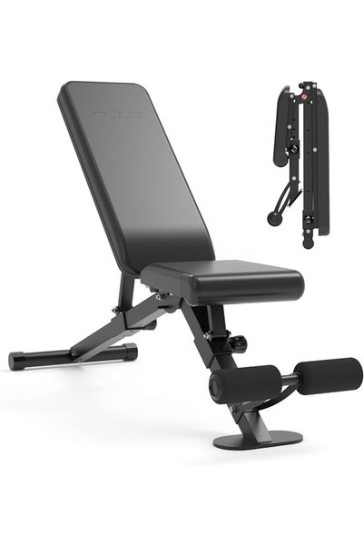 leikefitness Adjustable Weight Bench Foldable Workout Exercise Bench with Aut...