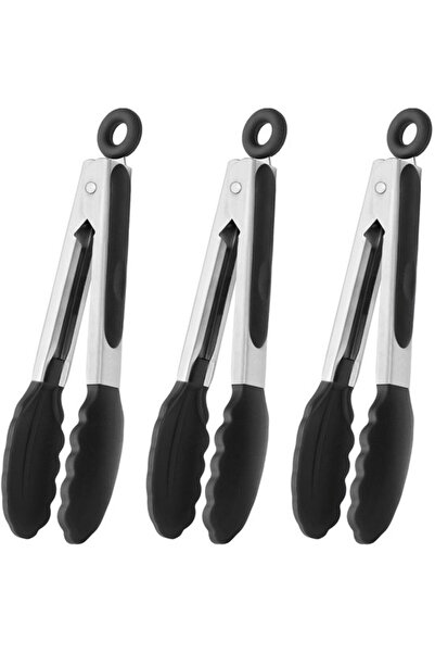 Morvena Picks Set de 3 clești de bucătărie din oțel inoxidabil cu orificiu pe...