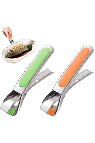 Morvena Picks Clește de bucătărie din silicon și oțel inoxidabil pentru frite...