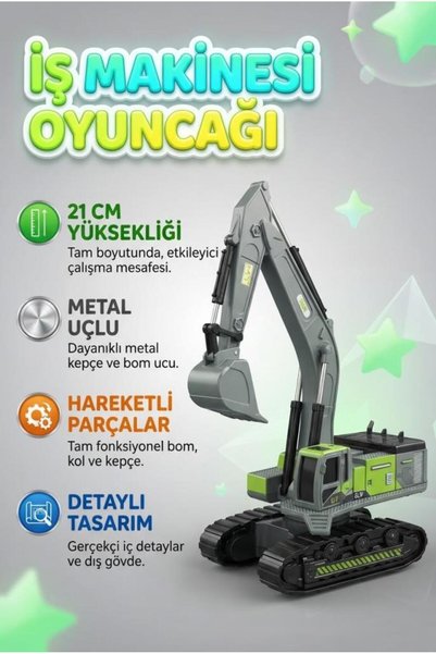 Tıfıl Toys İnşaat Ustası Metal Uçlu Haraketli Paletli Hidrolik Sistemli Detay...
