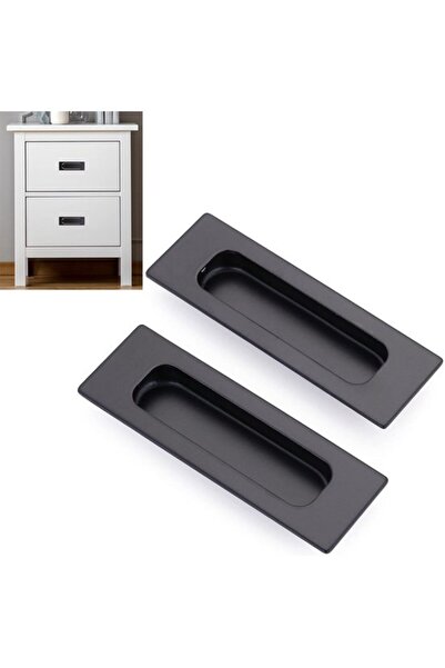 Morvena Picks Set de 2 mânere moderne pătrate din oțel inoxidabil negru pentr...