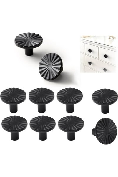 Morvena Picks Set de 10 mânere rotunde negre de 38 mm pentru dulapuri de bucă...