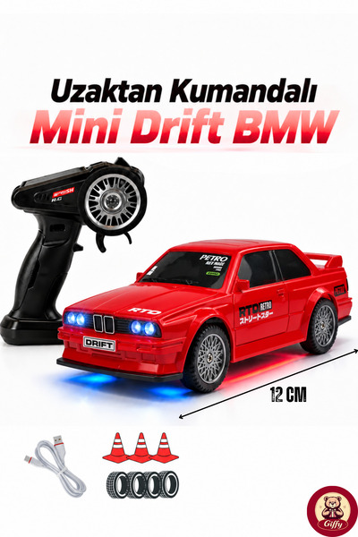 giffy Uzaktan Kumandalı Mini Drift BMW EVO30 Model Araba Dahili Şarjlı Işıklı...
