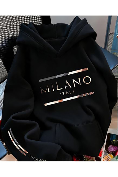 Genel Markalar ÜÇ İPLİK BASKILI UZUN KOLLU SWEATSHIRT