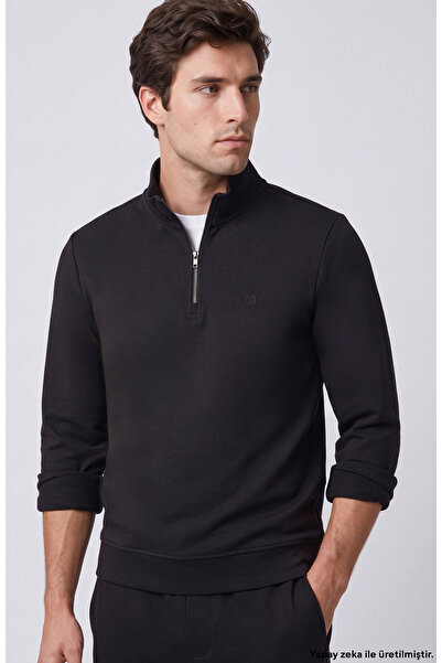 Network Siyah Kaşkorseli Sweatshirt