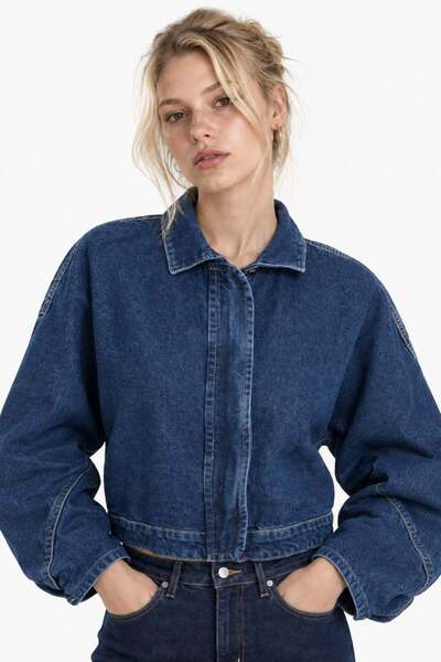 HAKKE Kadın Kol Kısa Denim CEKET