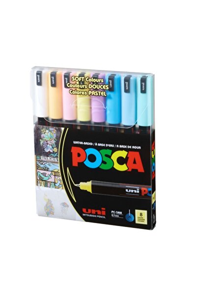 POSCA Marker PC-1MR Posca, set 8 culori, 0.7 mm, varf fin metalic, culori pastel