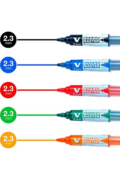 Pilot V-Board Master Yuvarlak Uçlu Siyah Beyaz Tahta Kalemi – Silinebilir ve ...