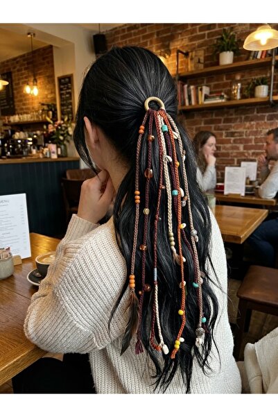 Kişiye özel el yapımı boncuk detaylı bohem rasta toka
