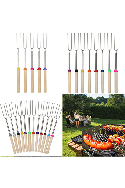 Morvena Picks 8 bețe pentru bezele cu furculiță extensibilă pentru grătar, fo...