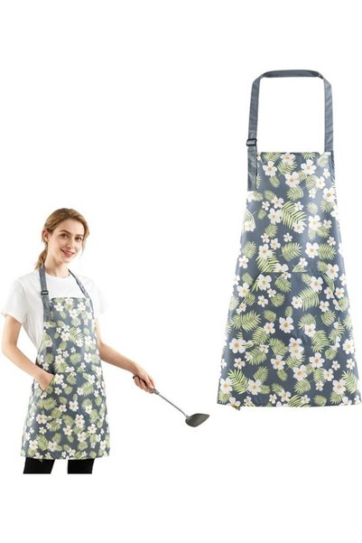 Morvena Picks Șorț floral reglabil, cu spațiu generos, reutilizabil și imperm...