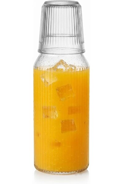 Generic طقم إبريق ماء زجاجي شفاف مع كوب واحد لطاولة السرير، مناسب لغرفة النوم...