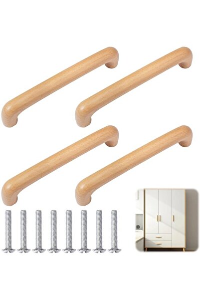 Morvena Picks 4 Mânere din lemn pentru dulapuri, Mânere din lemn de 143 mm, M...