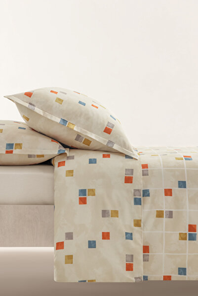 Yataş Tyros 100% Cotton Single Duvet Cover Set - Beige