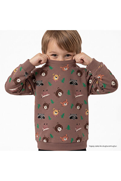 ebebek Hello Baby HelloBaby Erkek Bebek Sweatshirt Hayvan Baskılı Bisiklet Ya...