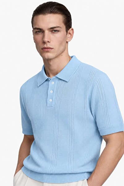 HAKKE Men's Polo Neck Summer Knitwear T-Shirt