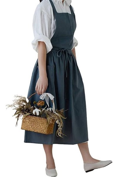 Morvena Picks Șorț de bumbac impermeabil, Unisex, Stil uniformă, Buzunare/Pri...