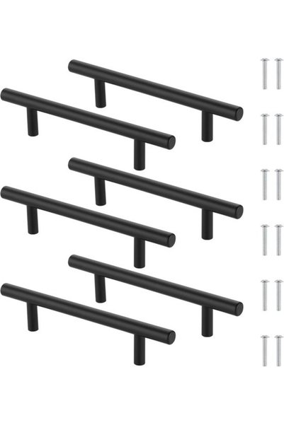 Morvena Picks 6 Mânere pentru Dulapuri, Mânere Negre pentru Mobilier, Distanț...