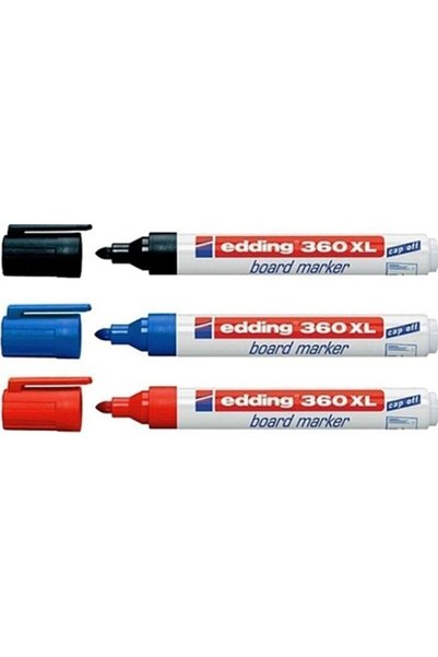 Edding 360XL Beyaz Tahta Kalemi 3'lü Set ( 1 Mavi+ 1 Siyah +1 Kırmızı ) 360 32LÜ