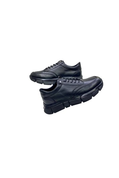 SULA Men's Rubber Lace-Up Shoes Genuine Leather Black Inside Warm Lining Poly...