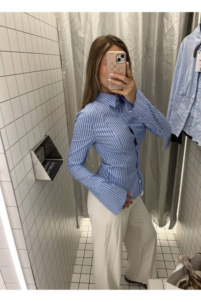 fiabafashion قميص نوفا بأكمام طويلة مخطط على الطراز الإسباني
