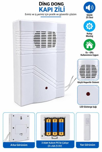 Şahnet Ding Dong Kapı Zili – Pilli Kablolu Elektronik Zil