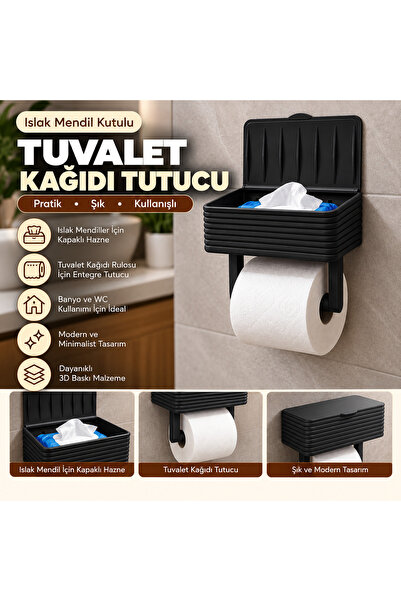 Islak Mendil Kutulu Tuvalet Kâğıdı Tutucu | Modern Banyo Organizeri