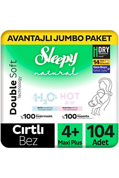 Sleepy Natural Double Soft Avantajlı Jumbo Paket Bebek Bezi 4+ Numara Maxi Pl...