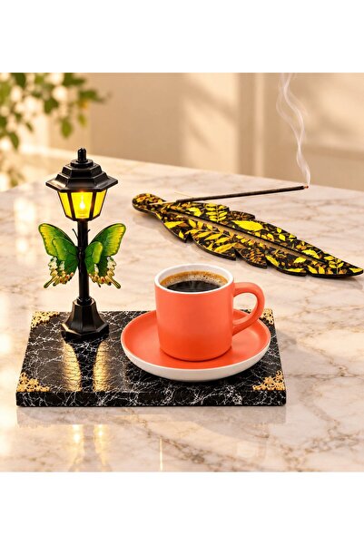 MEGA KANYON Orange Coffee Cup and Wooden Incense Burner Gift Set with Led Str...
