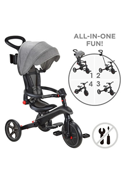 Globber Explorer 4in1 Katlanabilir Bisiklet - Siyah/Gri