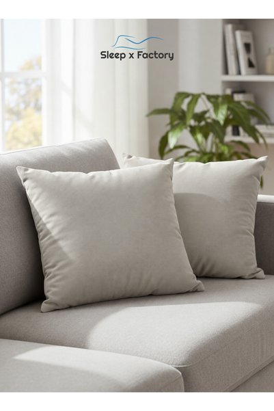Sleep x Factory عبوة من وسادتين مزخرفتين 45x45 سم - محشوة بالألياف الدقيقة