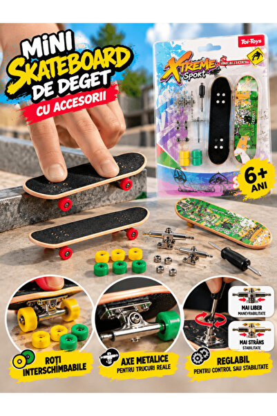 Toi-Toys Mini skateboard de degete XTREME Fingerboard, set de asamblare cu ro...