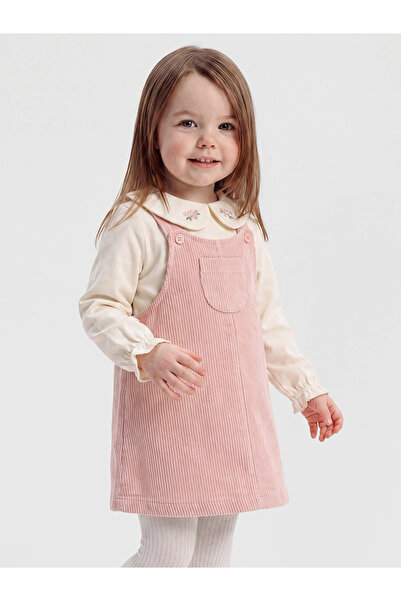 LC Waikiki LCW baby Pembe Kız Bebek Kadife Salopet Takım