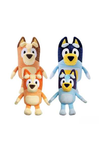 Virtual Trend Set of 4 Plus toys, Virtual Trend®, with Bluey's Family and Bin...
