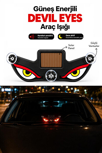 mimtec Solar Devil Eyes Cam Işığı - Vantuzlu Güneş Enerjili Hareket Sensörlü ...