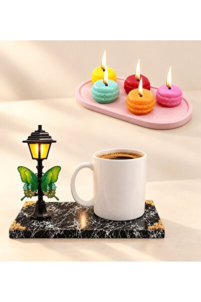 hediye arıları Street Light Design White Mug and Set of 5 Scented Colorful Ma...