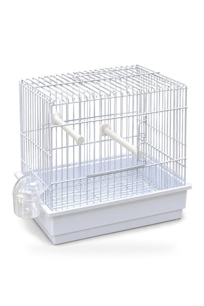Generic Brand Small Travel Bird Cage with 2 Perches, External Feeder and Deep Base for Canaries, Finches and Budgies - Vet Visit, Quarantine and Show Cage - White