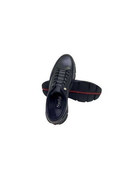 SULA Men's Rubber Lace-Up Shoes Genuine Leather Black Inside Warm Lining Poly Sole Casual