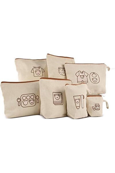 MiniBeeDoll Diaper Bag Organizing Pouches Set of 7, Waterproof Canvas Pouch, ...