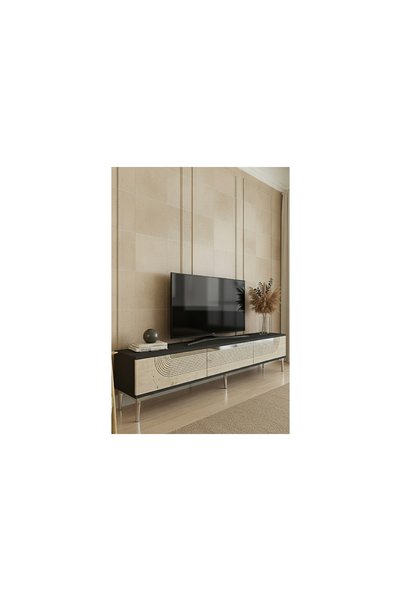 Vivense MEYRA TV SEHPASI, ANTRASİT TRAVERTEN SİLVER, 180 CM, TSA1805ATS